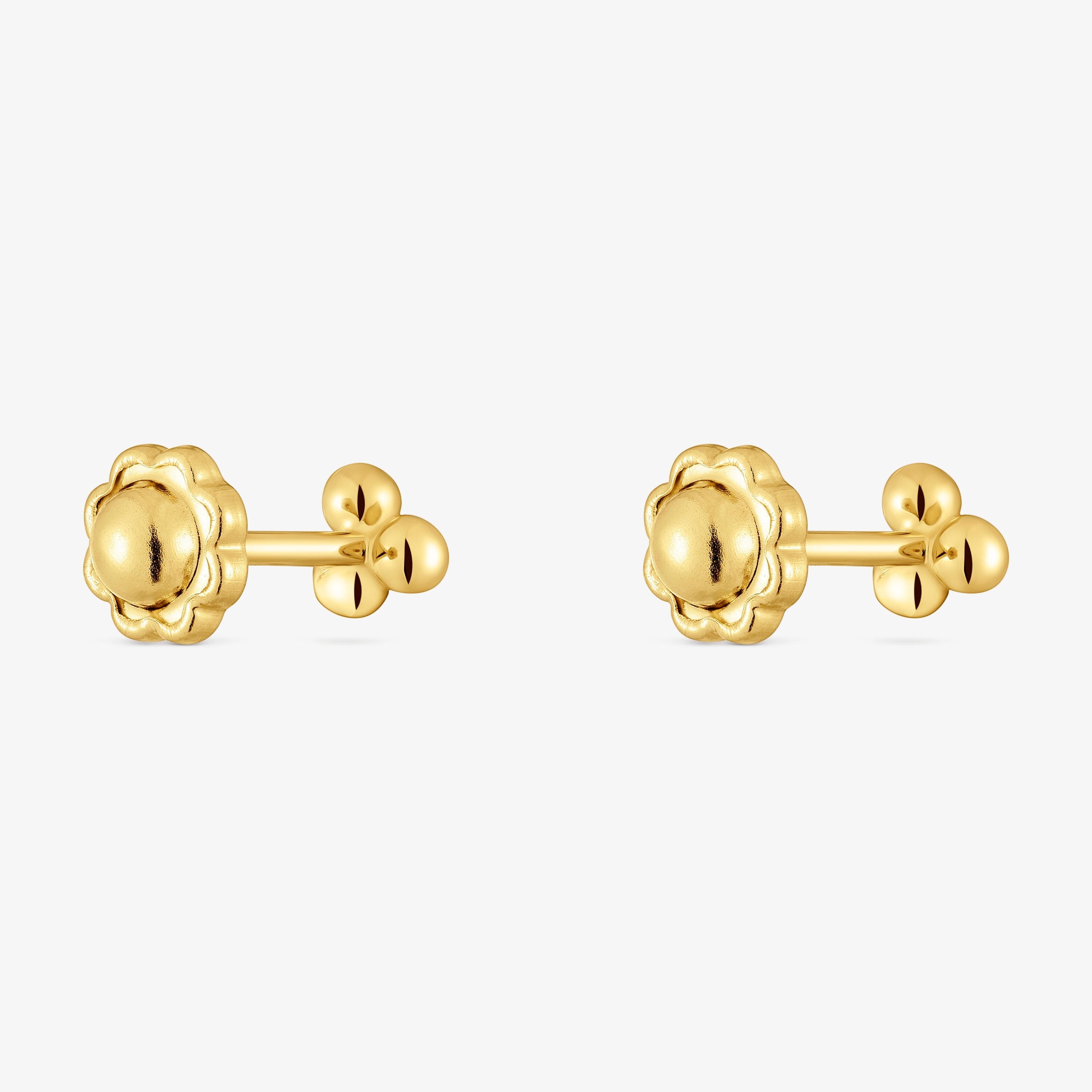 4 mm 18K solid gold motif Earrings Basics