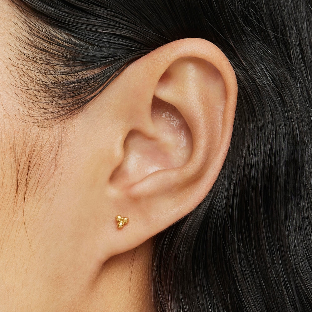 4&nbsp;mm 18K solid gold motif Earrings Basics