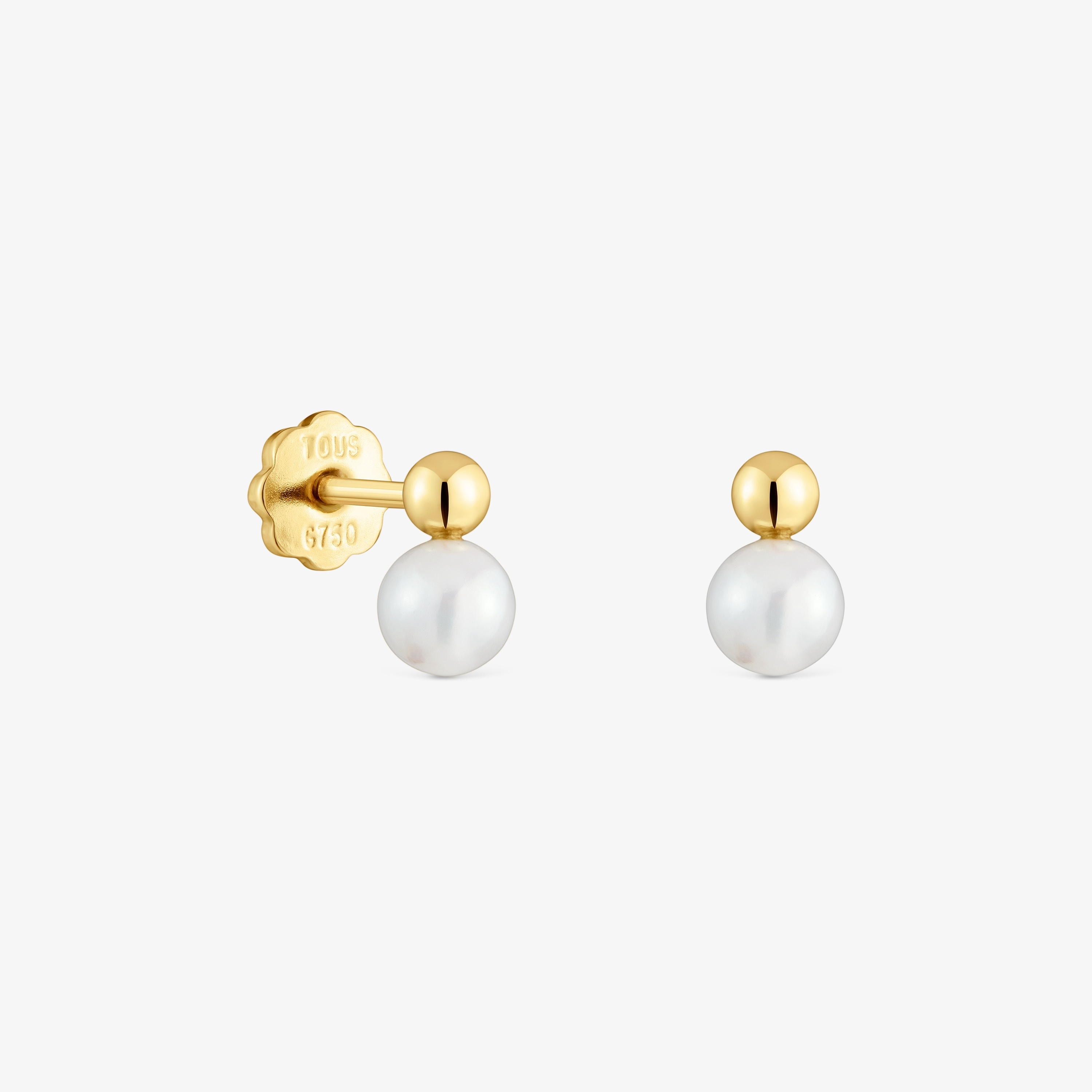 18K solid gold and cultured pearl Earrings Basics