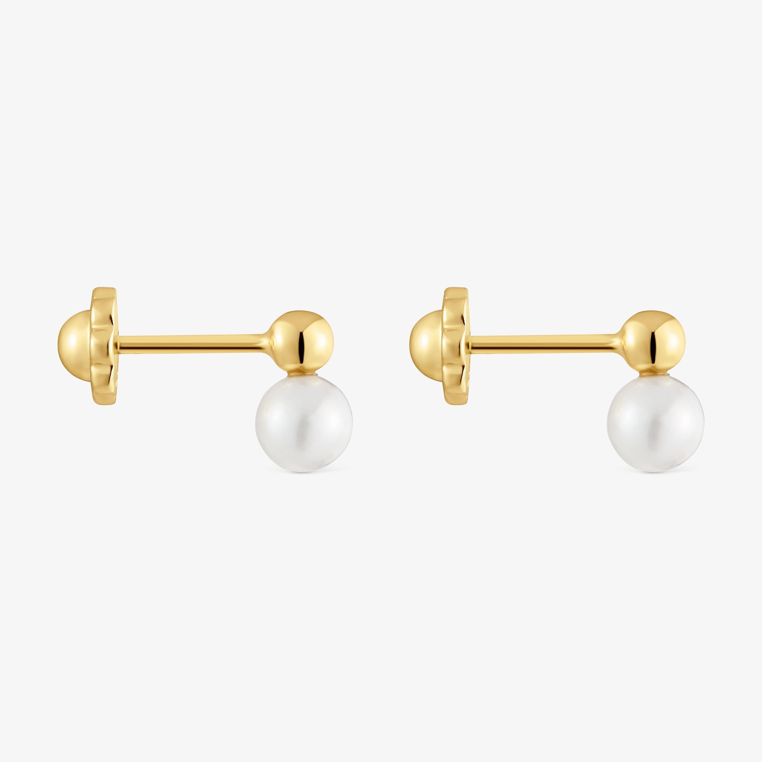 18K solid gold and cultured pearl Earrings Basics