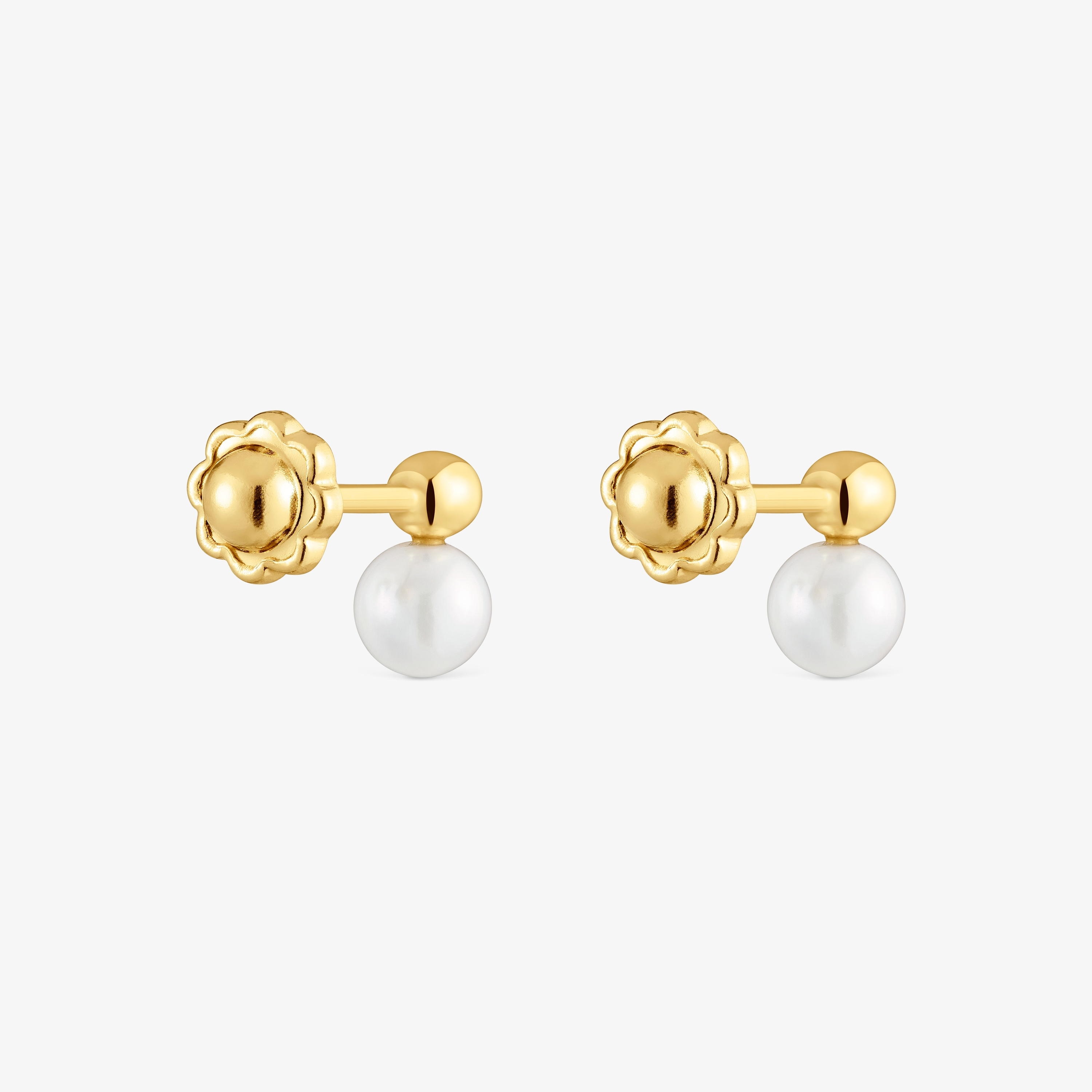 18K solid gold and cultured pearl Earrings Basics