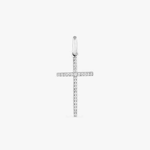 18K white gold and diamonds cross Pendant Basics image number 0