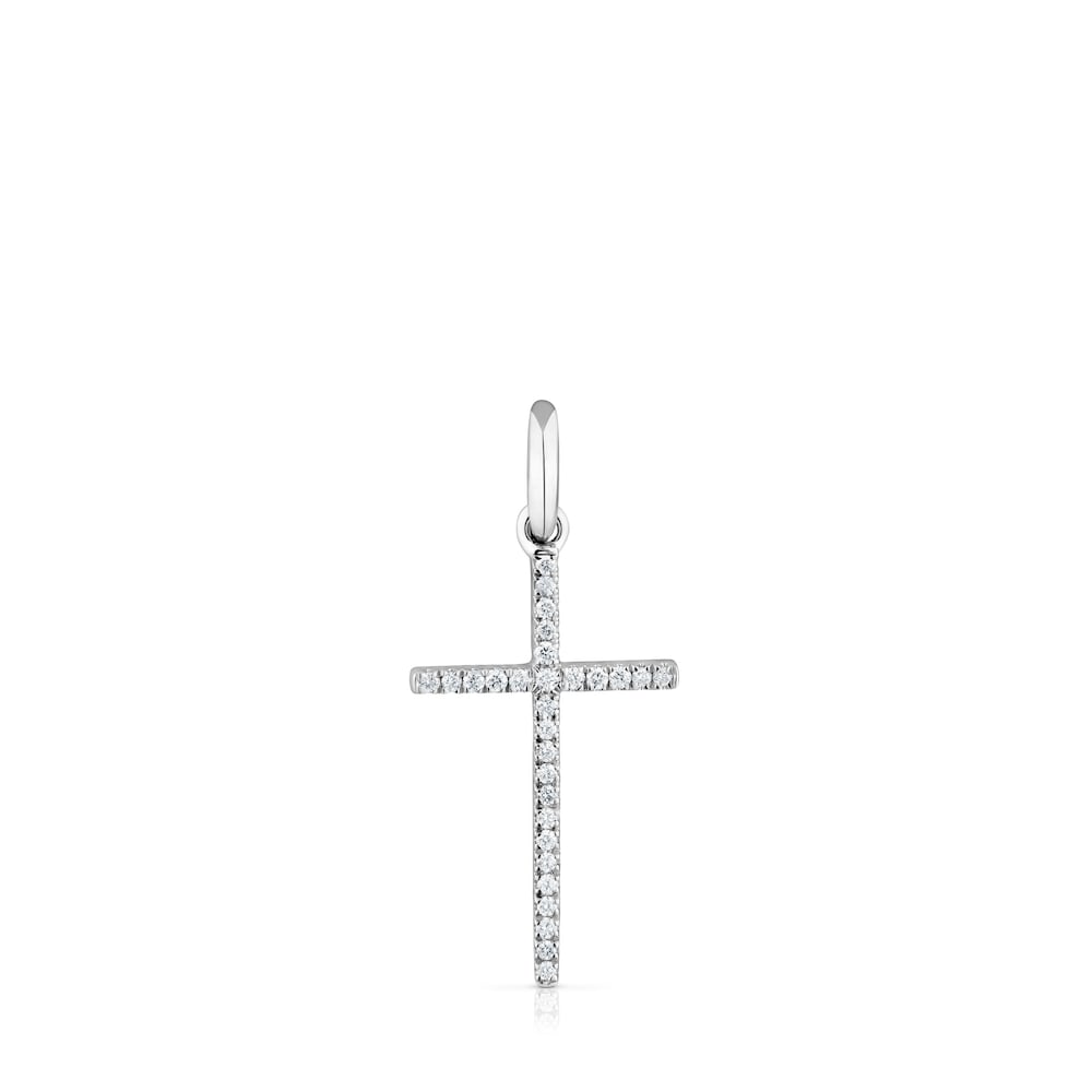 Colgante cruz de oro blanco y diamantes Basics image number 0