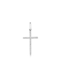 Colgante cruz de oro blanco y diamantes Basics