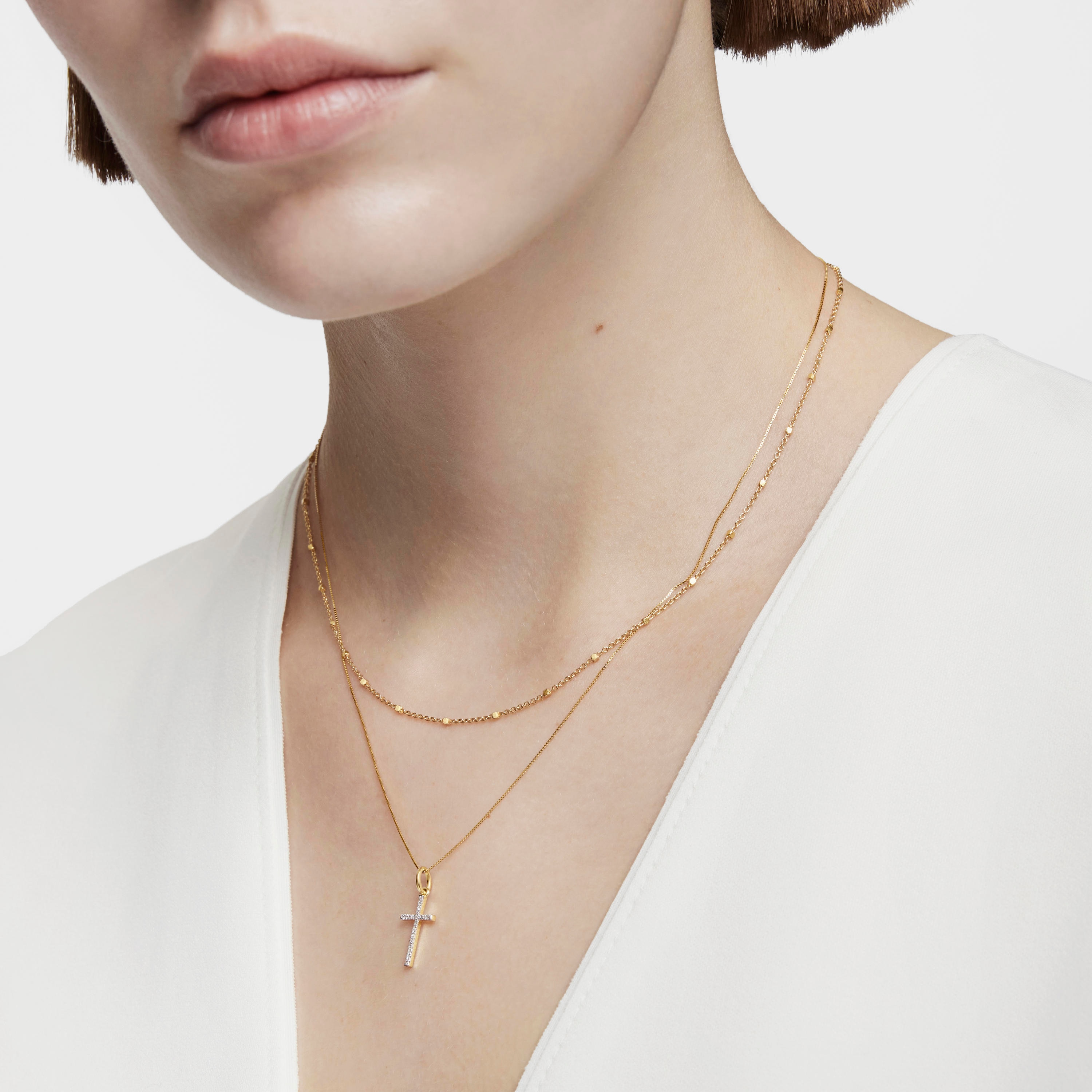 18K solid gold and diamonds cross Pendant Basics