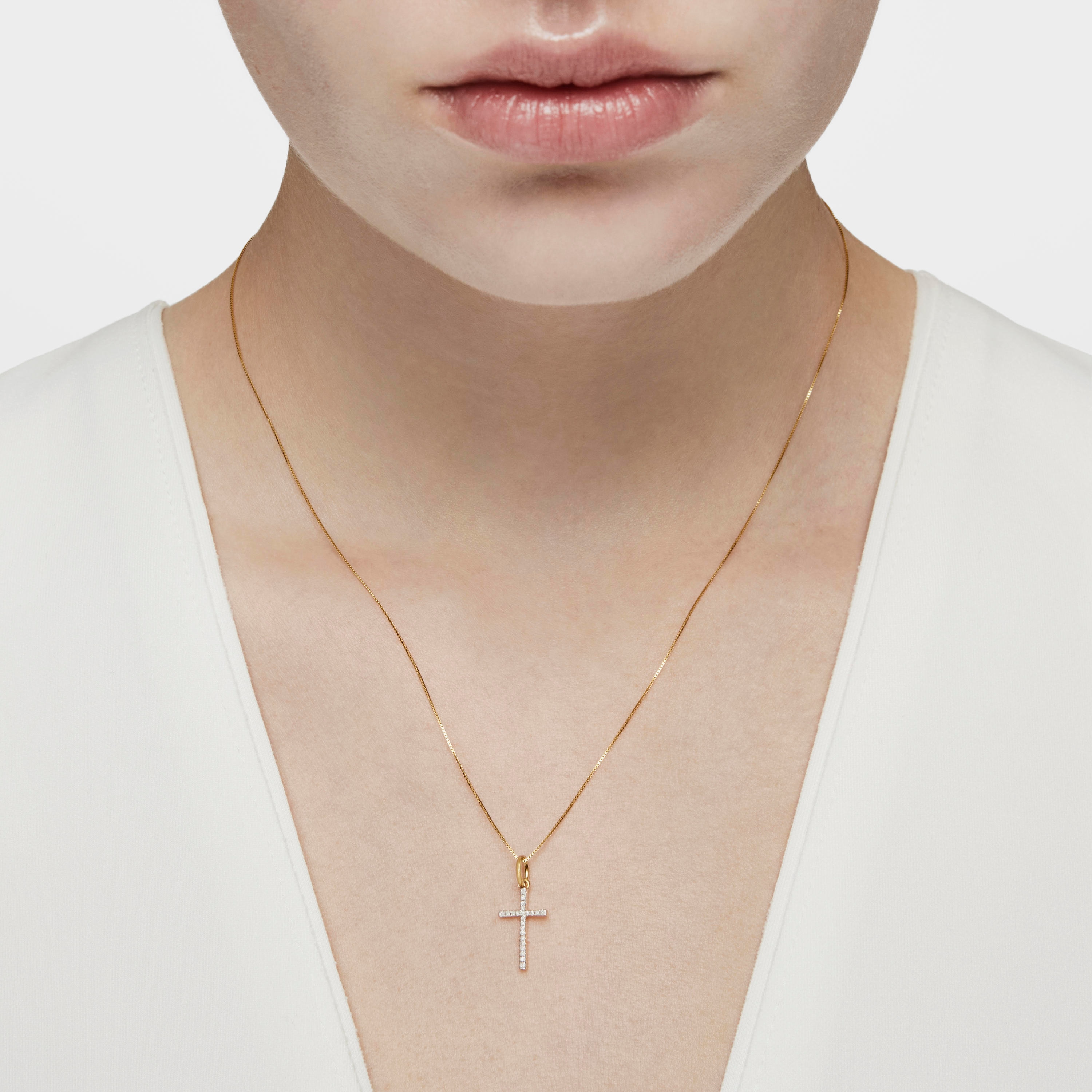 18K solid gold and diamonds cross Pendant Basics