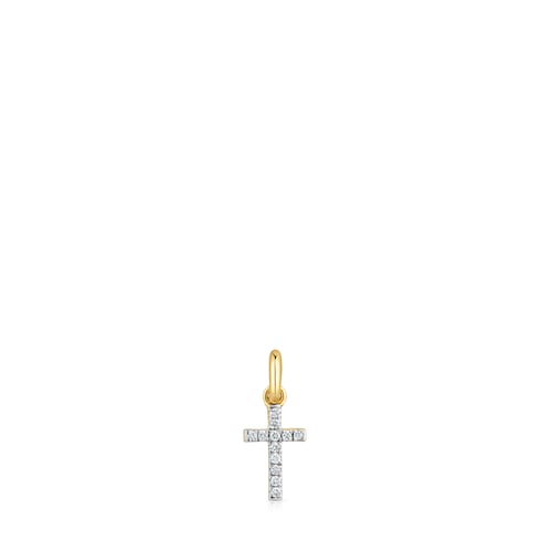 Small gold and diamonds cross Pendant Basics