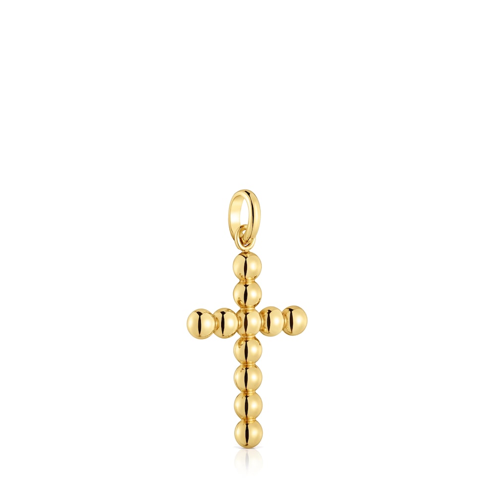 Colgante mediano motivo cruz de oro Basics image number 1