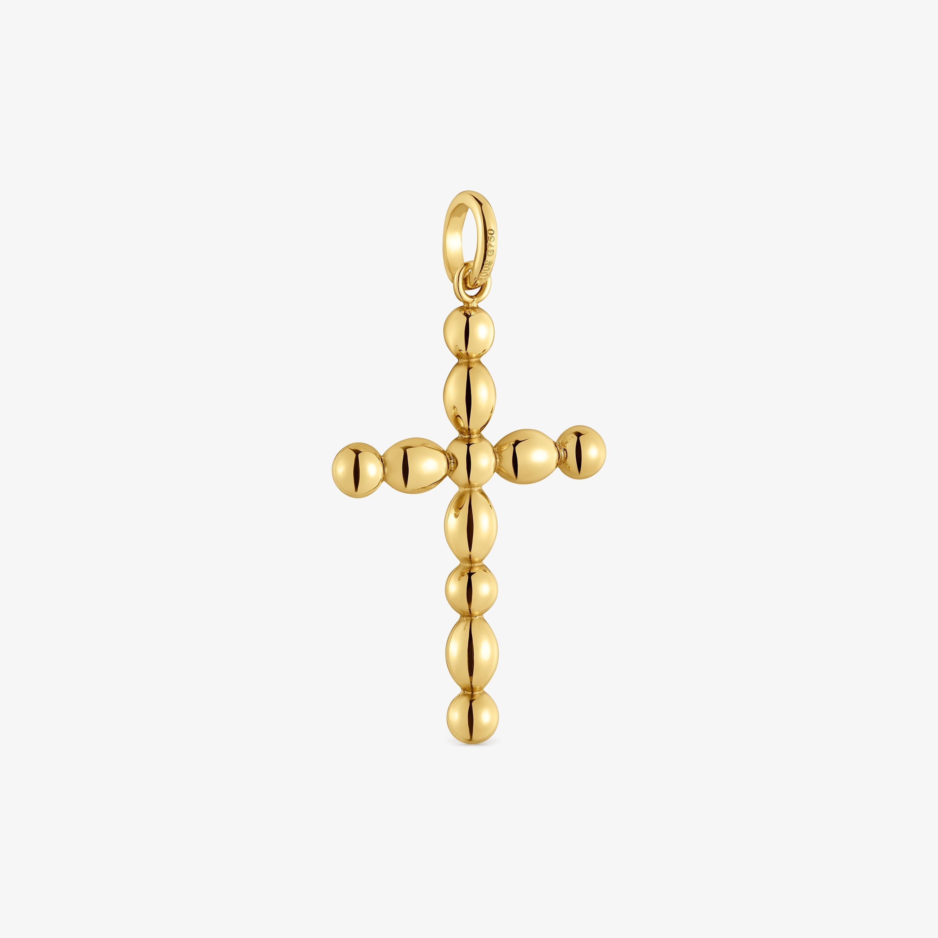 Large 18K solid gold cross-motif Pendant Basics
