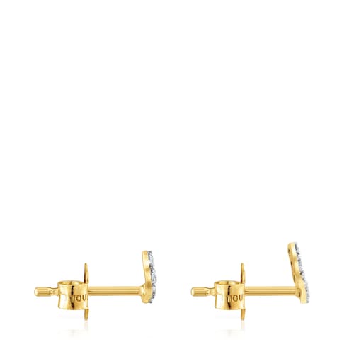 Gold Strip earrings with 0,08ct diamonds Les Classiques