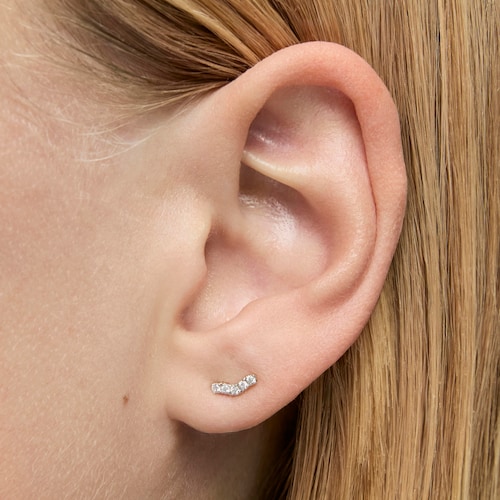 Gold Strip earrings with 0,08ct diamonds Les Classiques