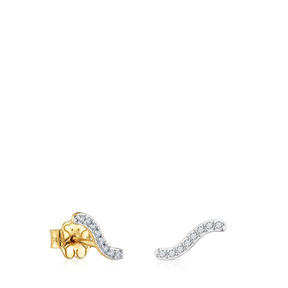 Gold Strip earrings with 0,09ct diamonds Les Classiques
