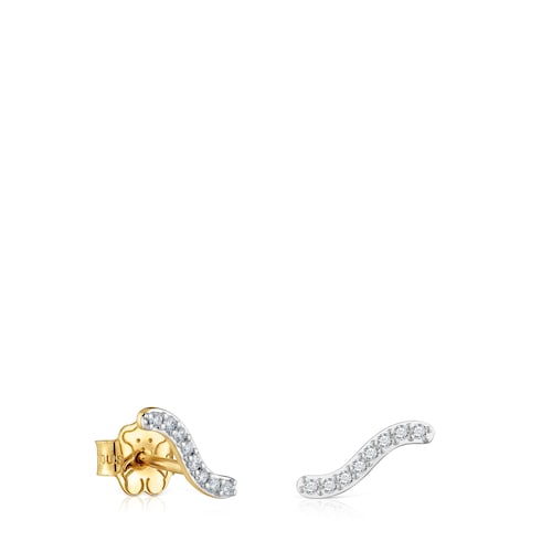 Gold Strip earrings with 0,09ct diamonds Les Classiques