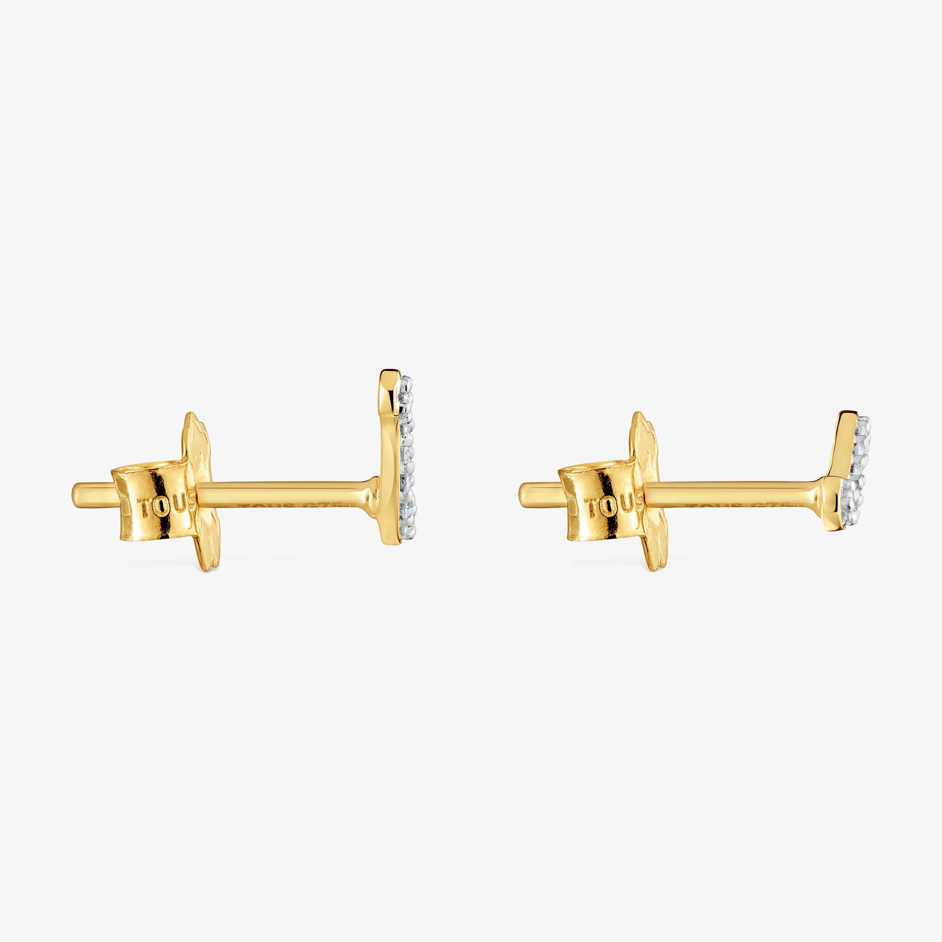 18K solid gold Strip earrings with 0.09ct diamonds Les Classiques
