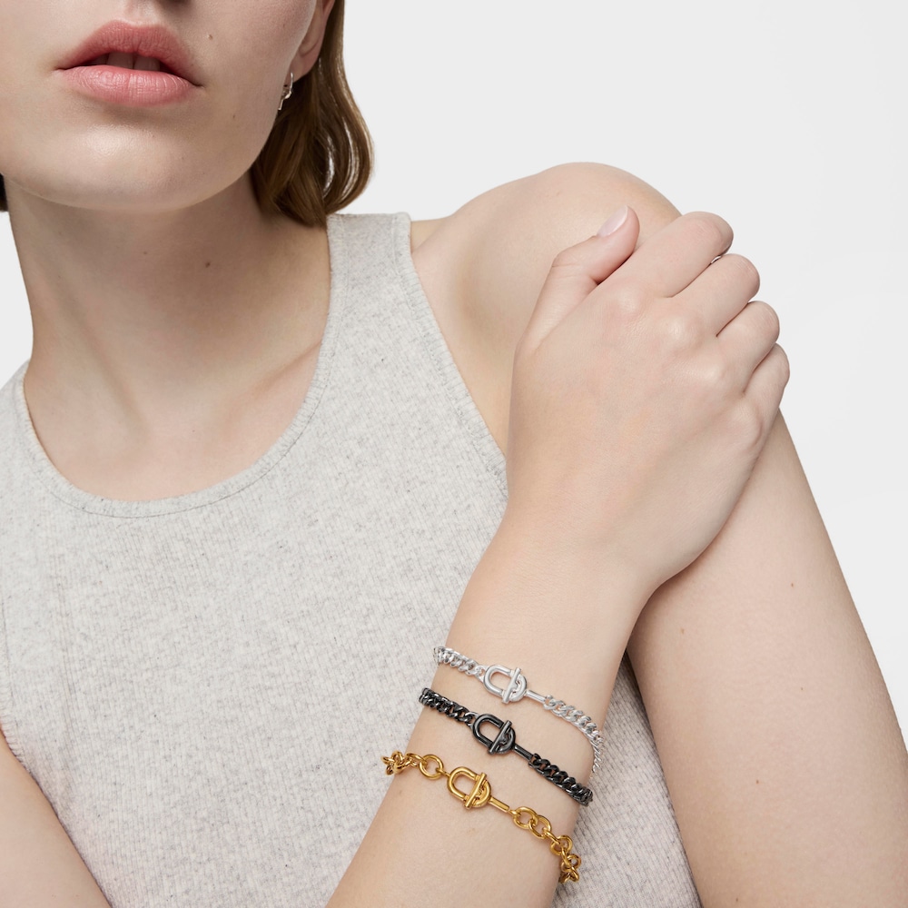 Pulsera de cadena barbada en plata dark silver 19 cm TOUS MANIFESTO