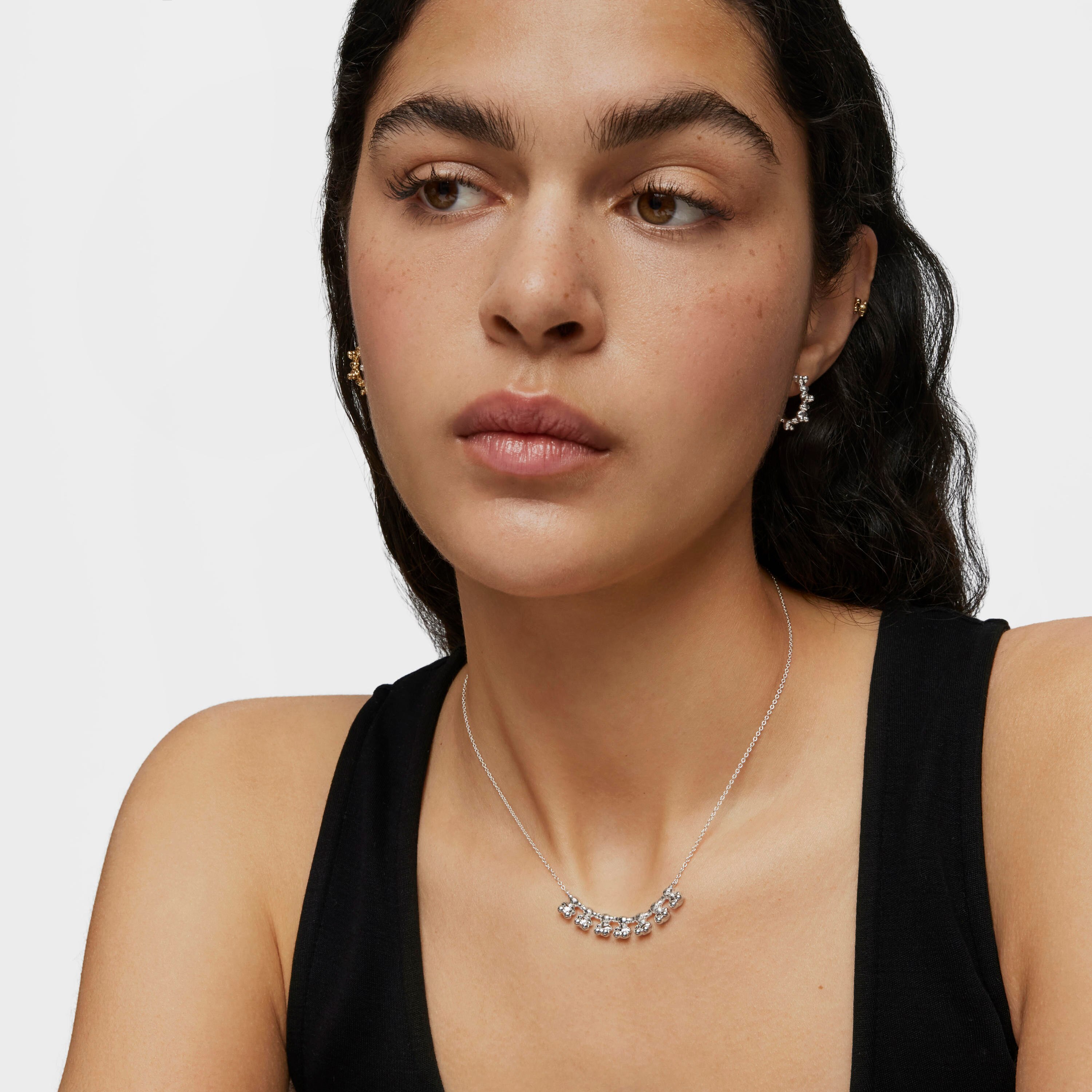 Bold Bear short silver Necklace with charm