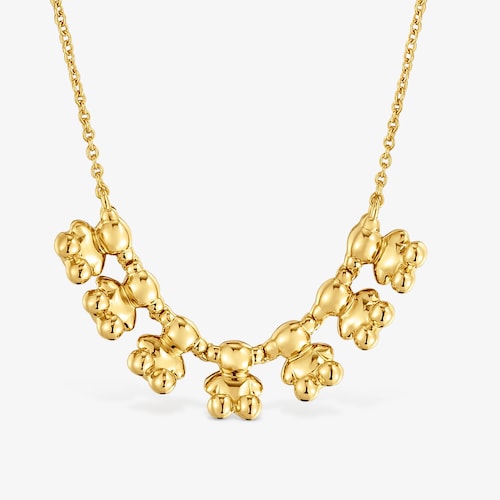 Collar corto con ba&ntilde;o de oro 18 kt sobre plata y detalle Bold Bear