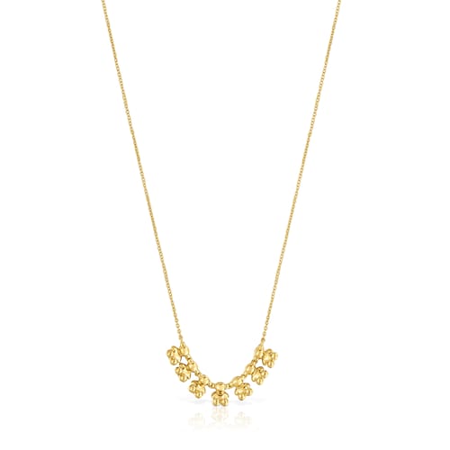 Bold Bear short Necklace with 18kt gold plating over silver and charm