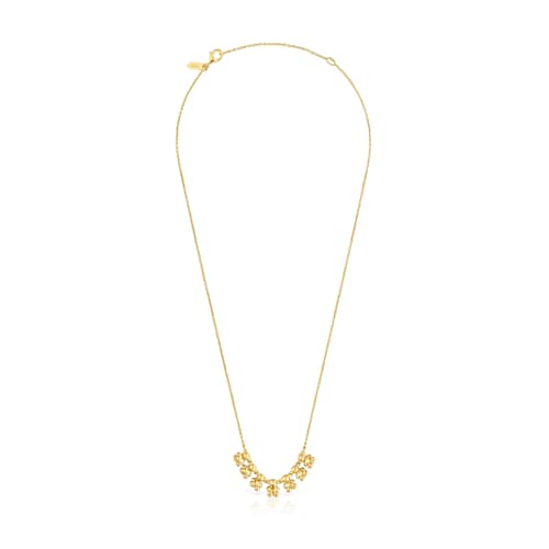 Bold Bear short Necklace with 18kt gold plating over silver and charm