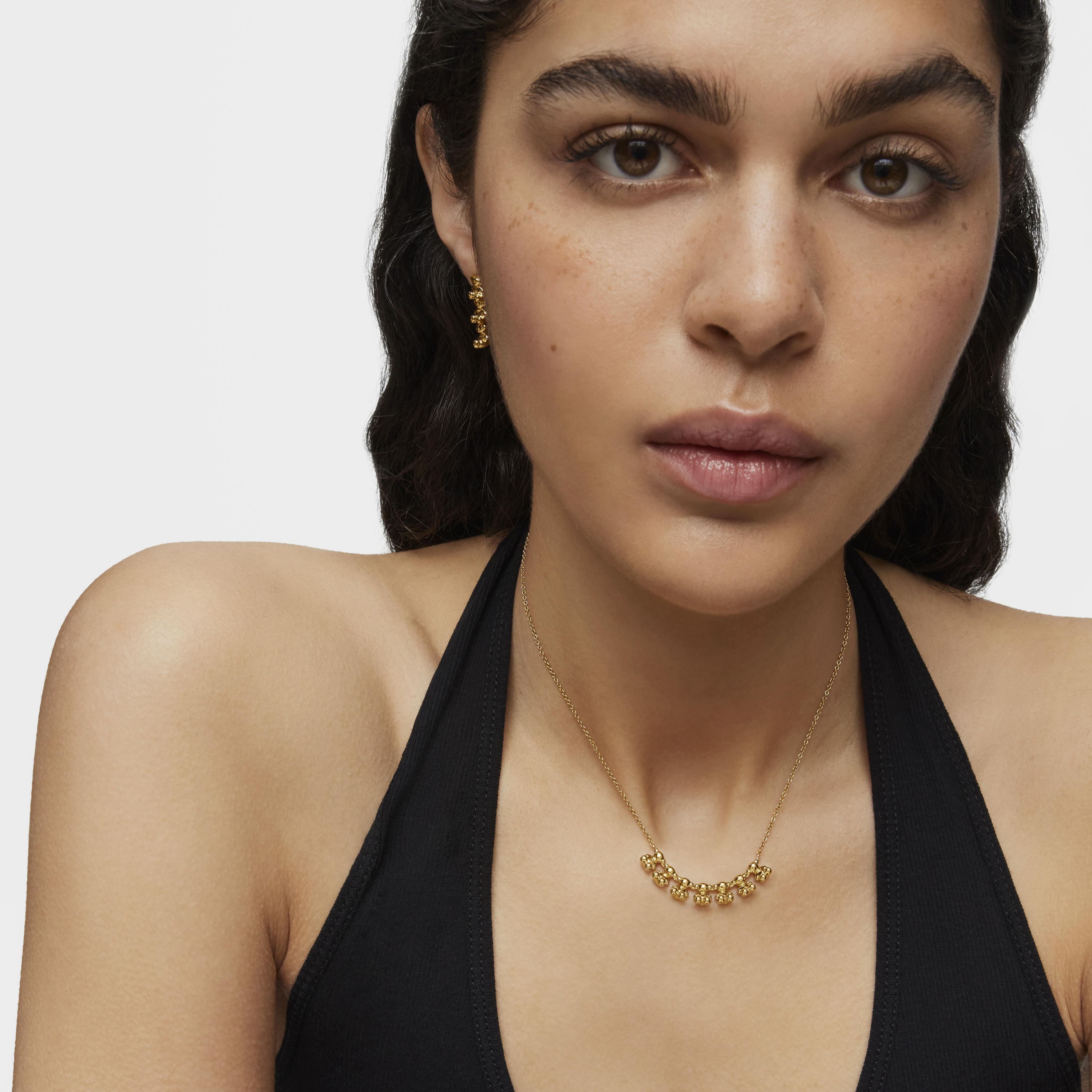 Bold Bear short Necklace with 18K gold vermeil and charm