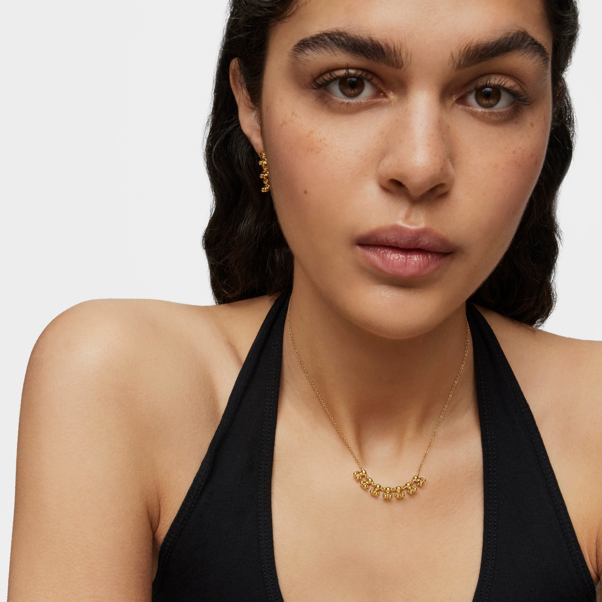 Bold Bear short Necklace with 18kt gold plating over silver and charm