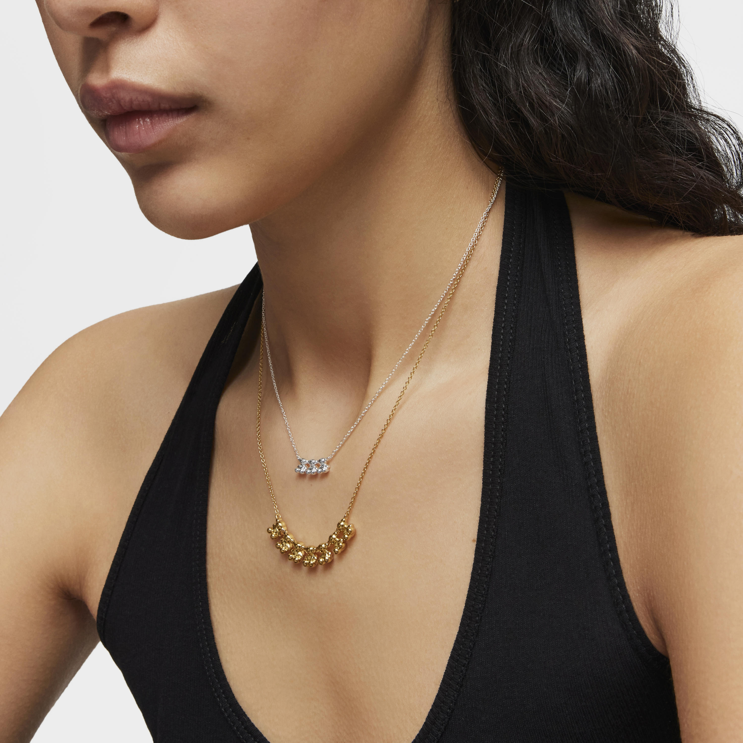 Bold Bear short Necklace with 18K gold vermeil and charm