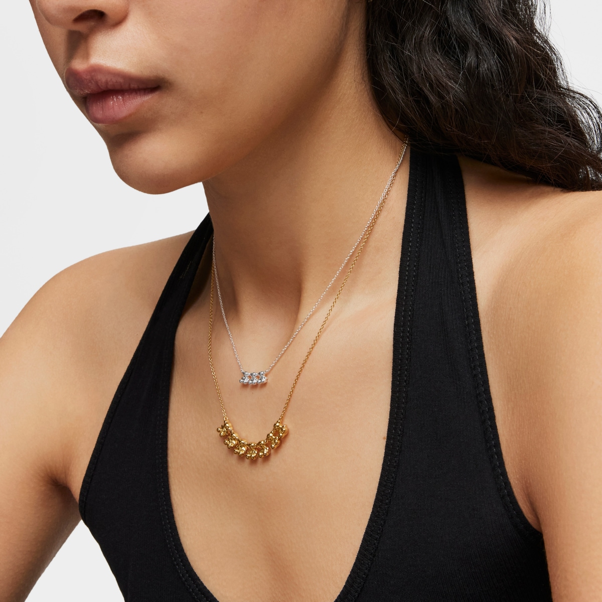 Bold Bear short Necklace with 18kt gold plating over silver and charm