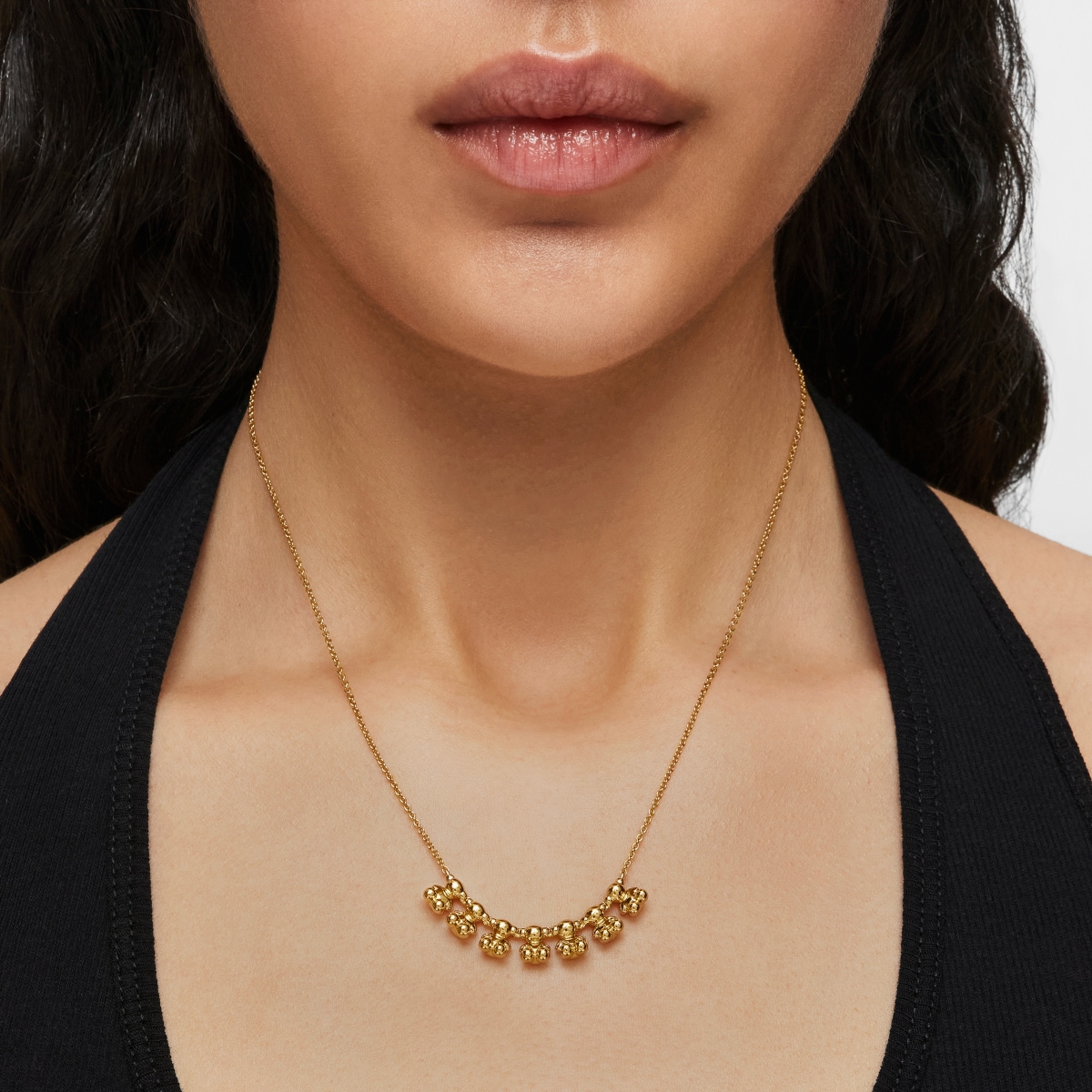 Bold Bear short Necklace with 18kt gold plating over silver and charm