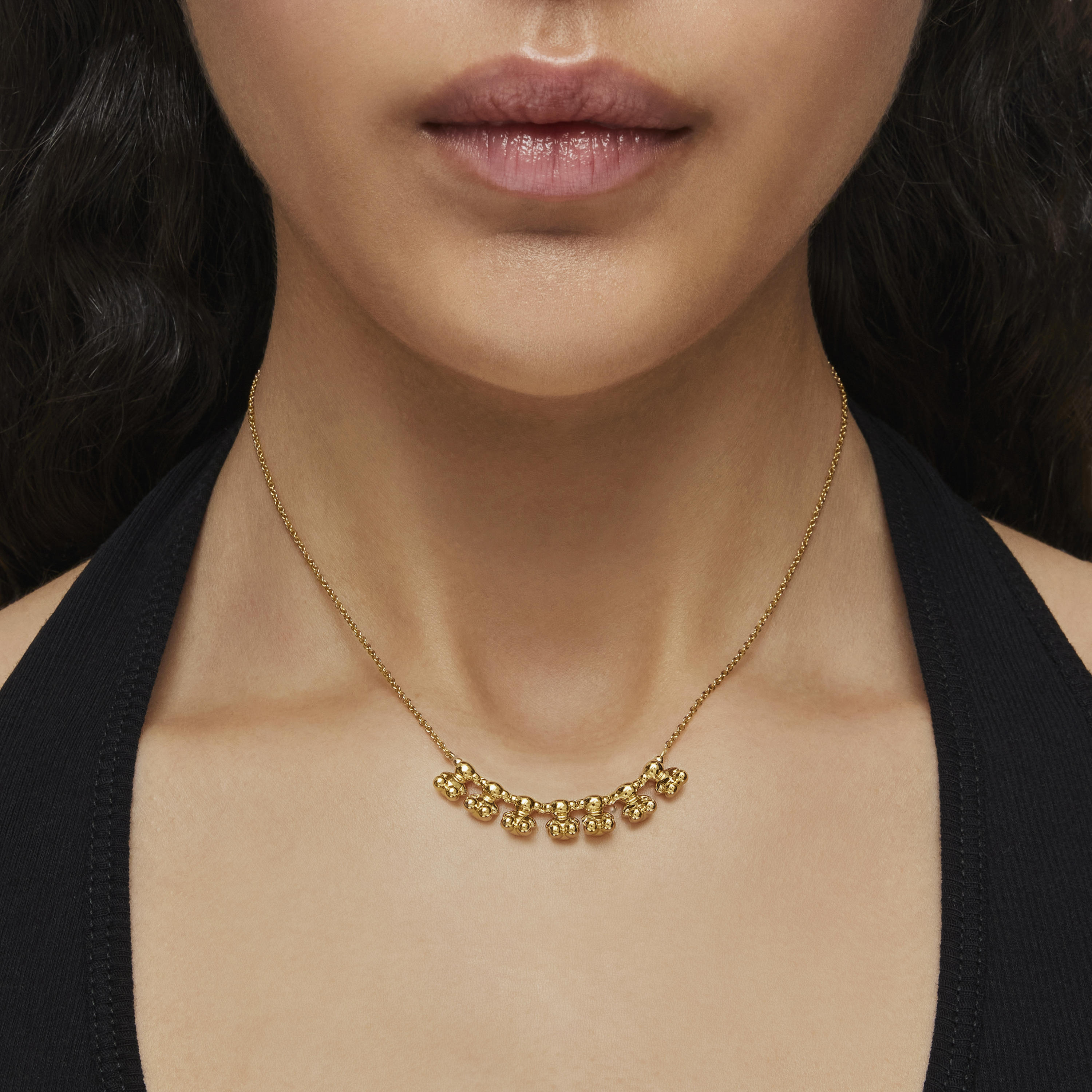 Bold Bear short Necklace with 18K gold vermeil and charm