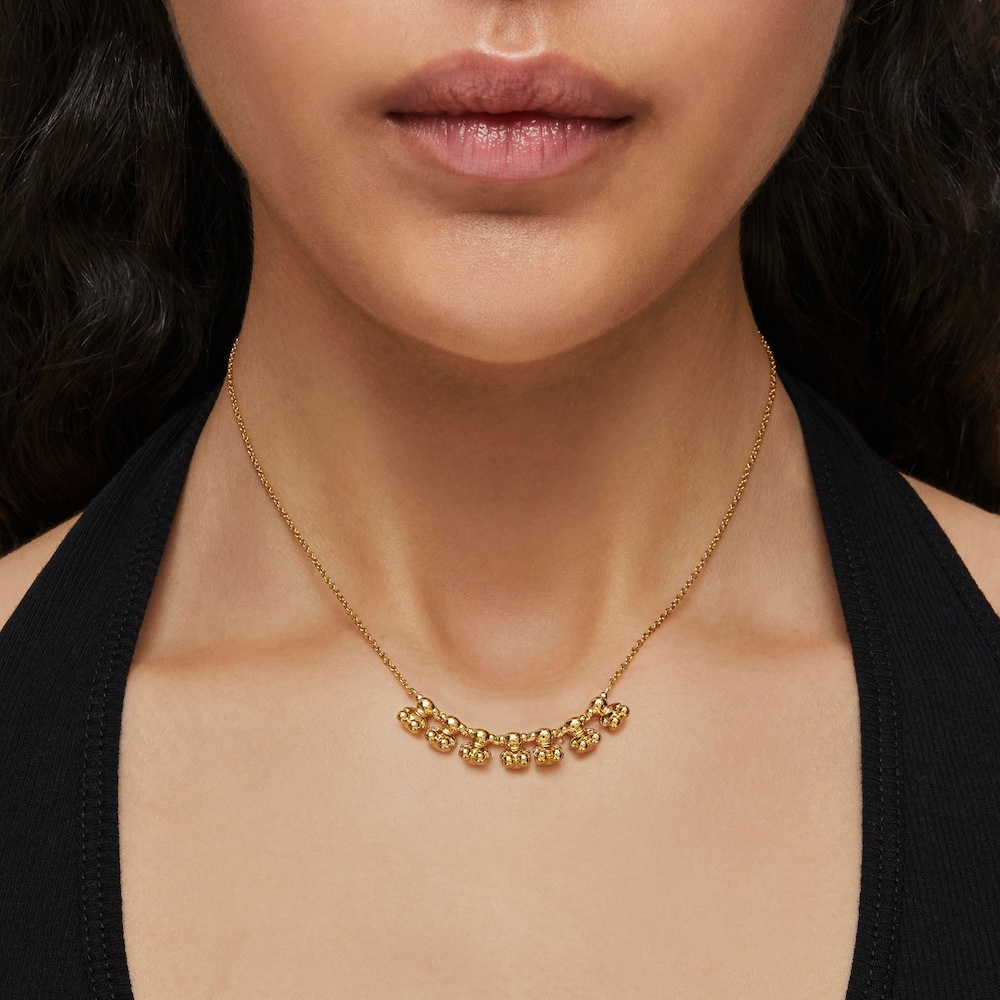 Kr&aacute;tk&yacute; N&aacute;hrdeln&iacute;k Bold Bear ze stř&iacute;bra pozlacen&eacute;ho 18kar&aacute;tov&yacute;m zlatem s&nbsp;př&iacute;věskem