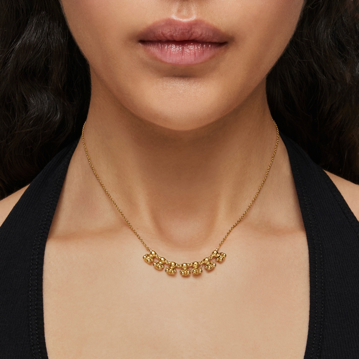 Bold Bear short Necklace with 18kt gold plating over silver and charm
