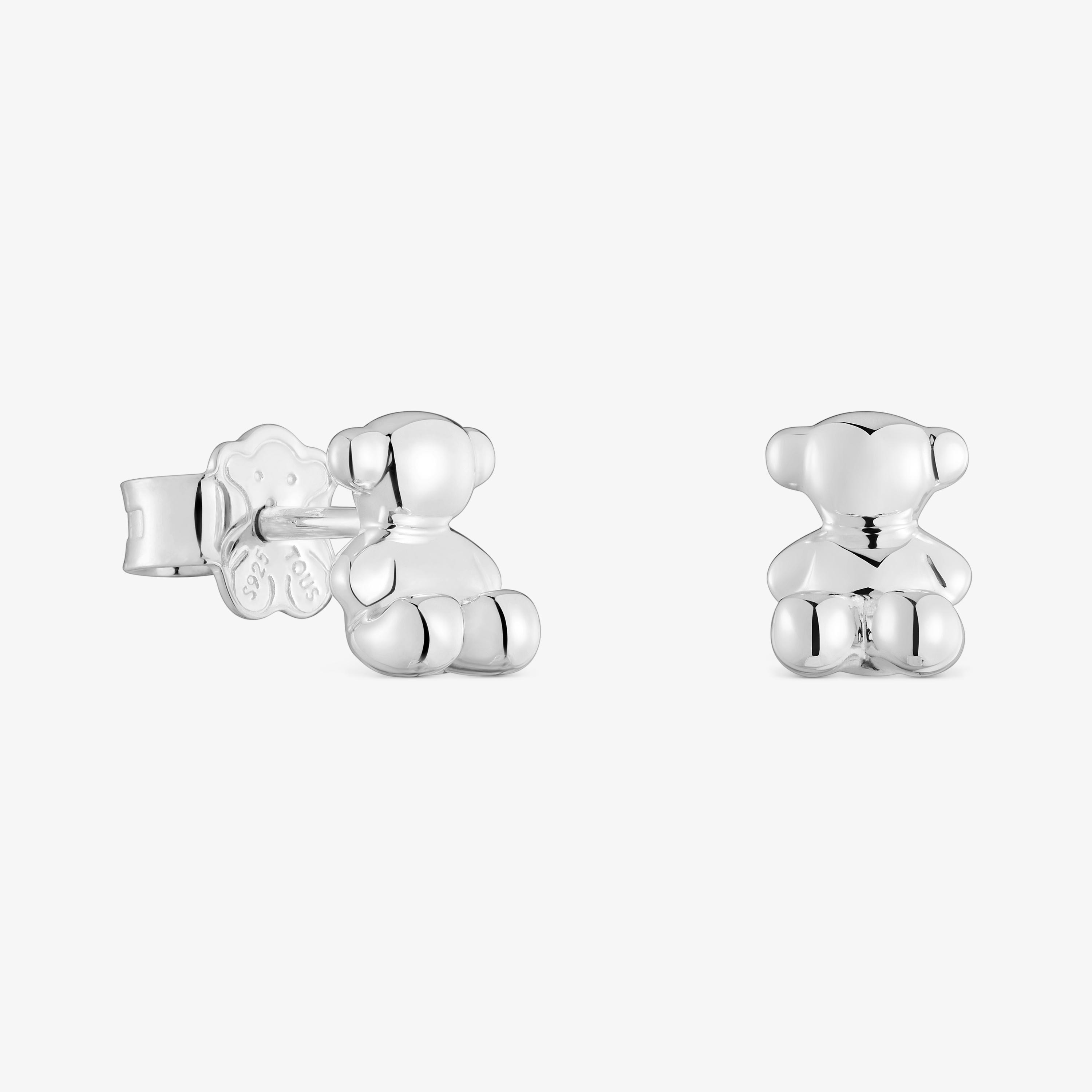 Bold Bear 7.2 mm silver bear Earrings