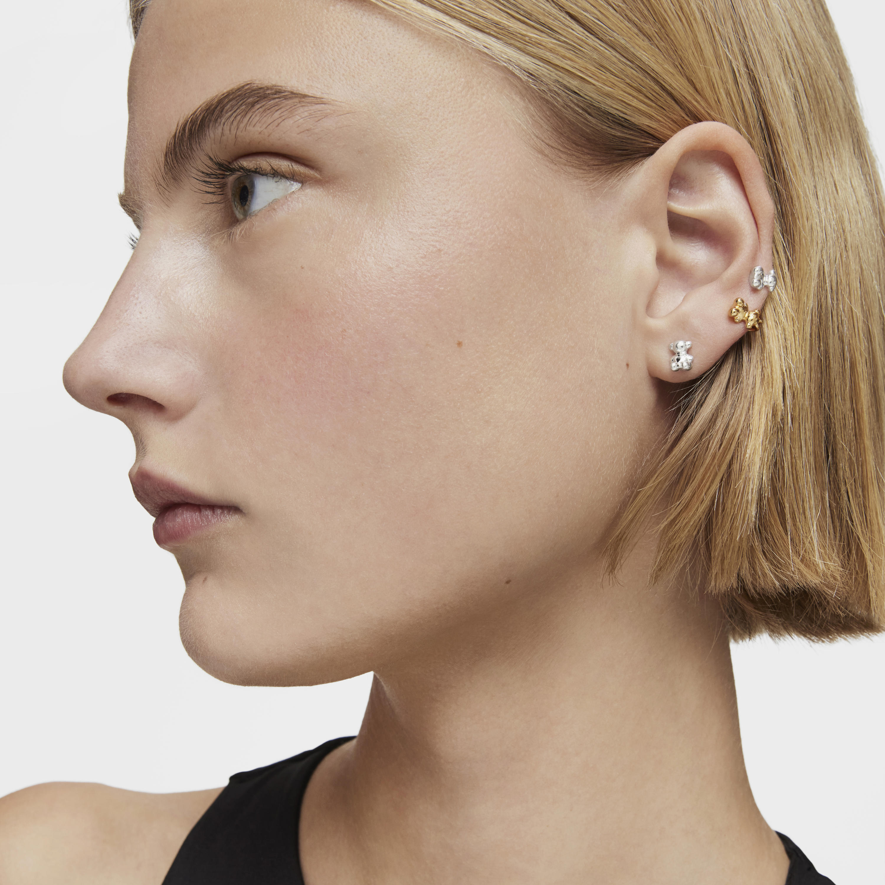 Bold Bear 7.2 mm silver bear Earrings