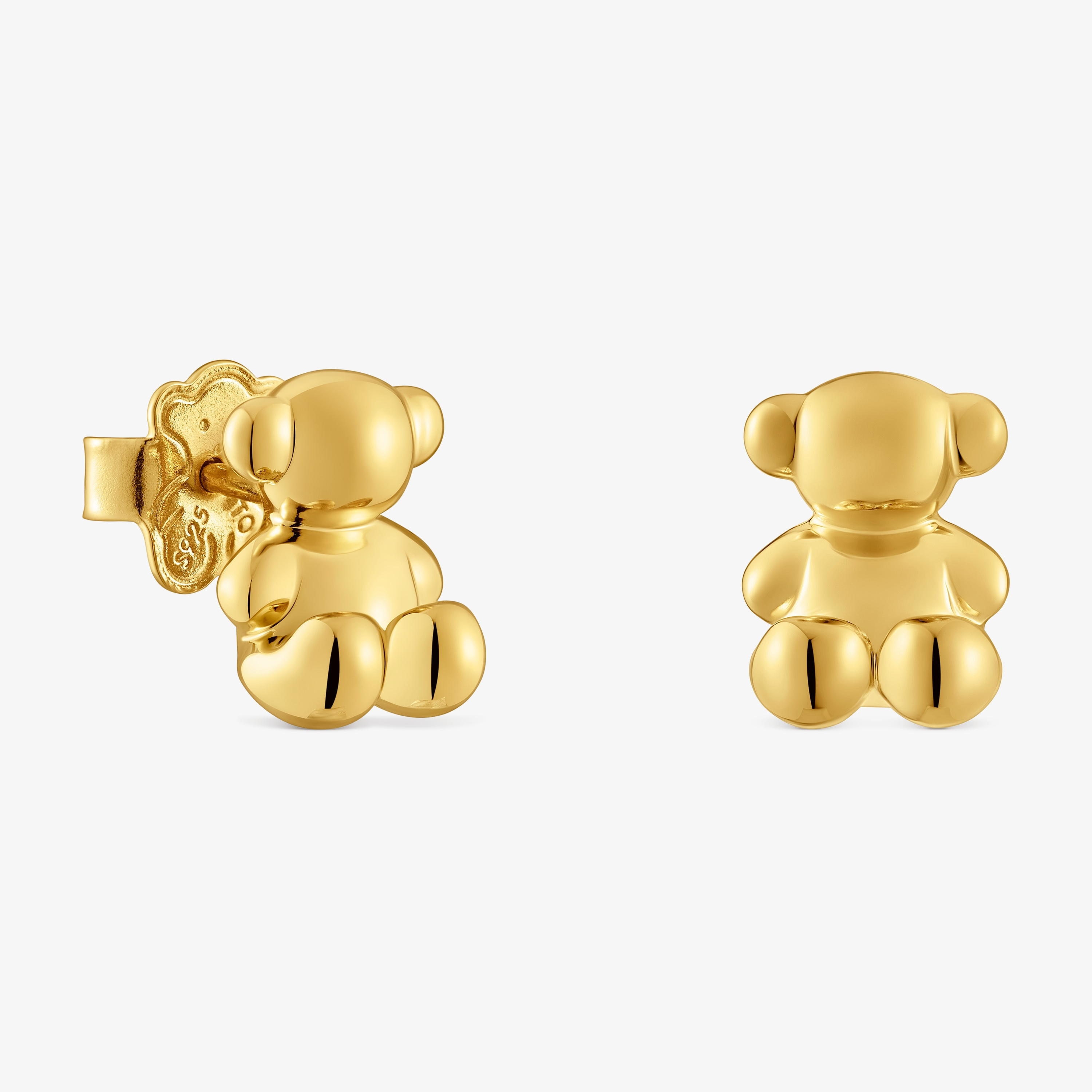 Bold Bear 10 mm bear Earrings with 18K gold vermeil