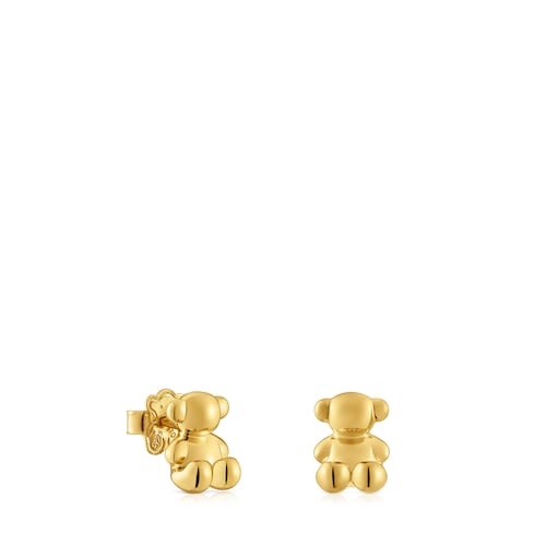 Bold Bear 10 mm bear Earrings with 18kt gold plating over silver