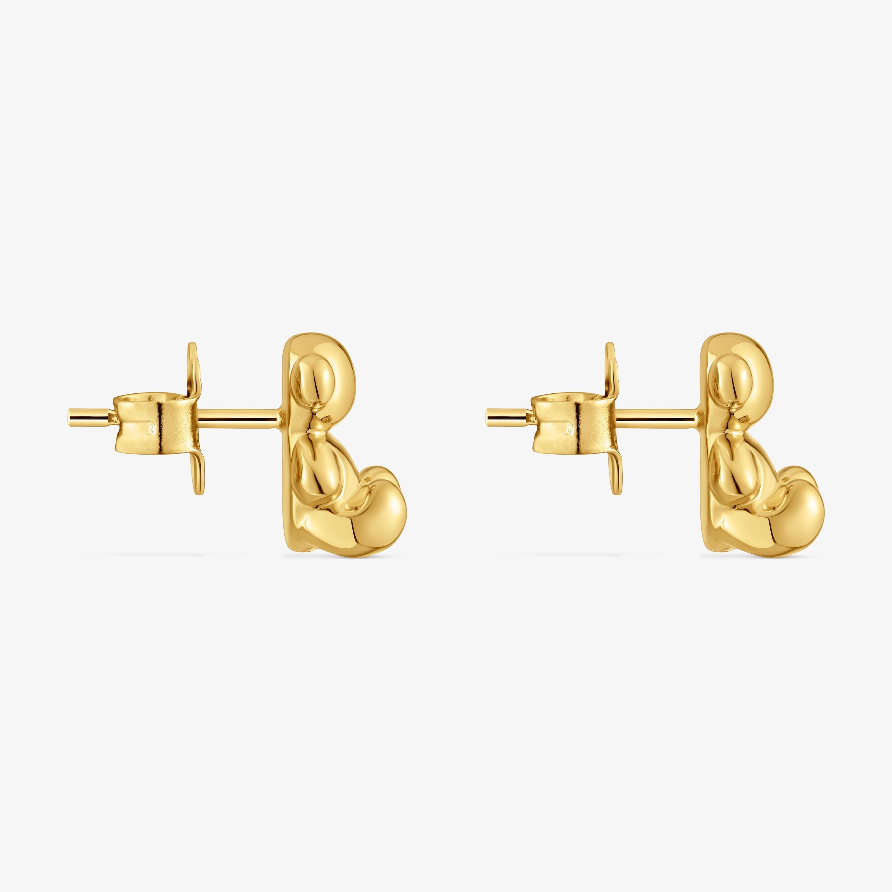 Bold Bear 10 mm bear Earrings with 18K gold vermeil