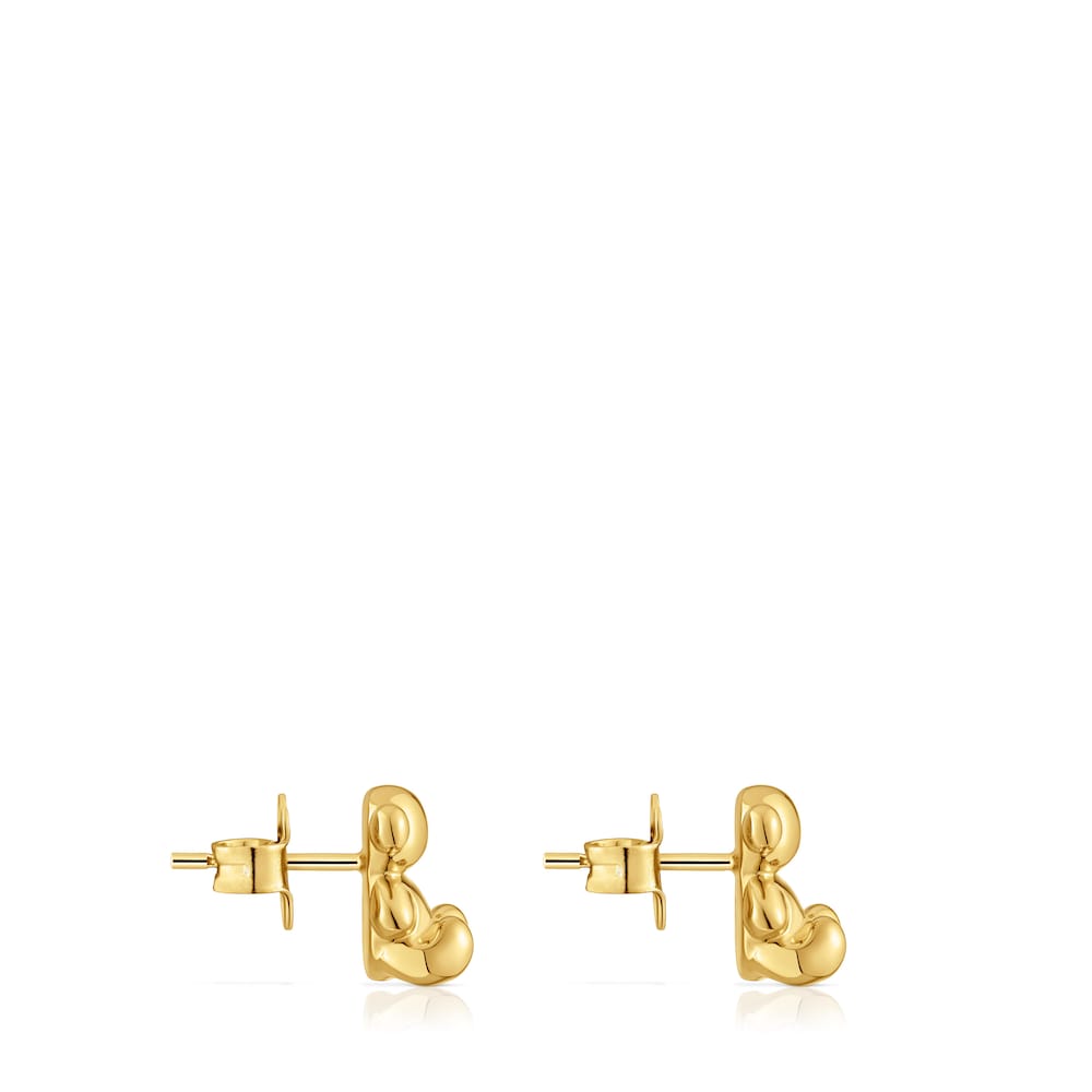 Pendientes oso con baño de oro 18 kt sobre plata 10 mm Bold Bear image number 1