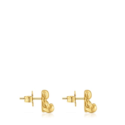 Bold Bear 10 mm bear Earrings with 18kt gold plating over silver