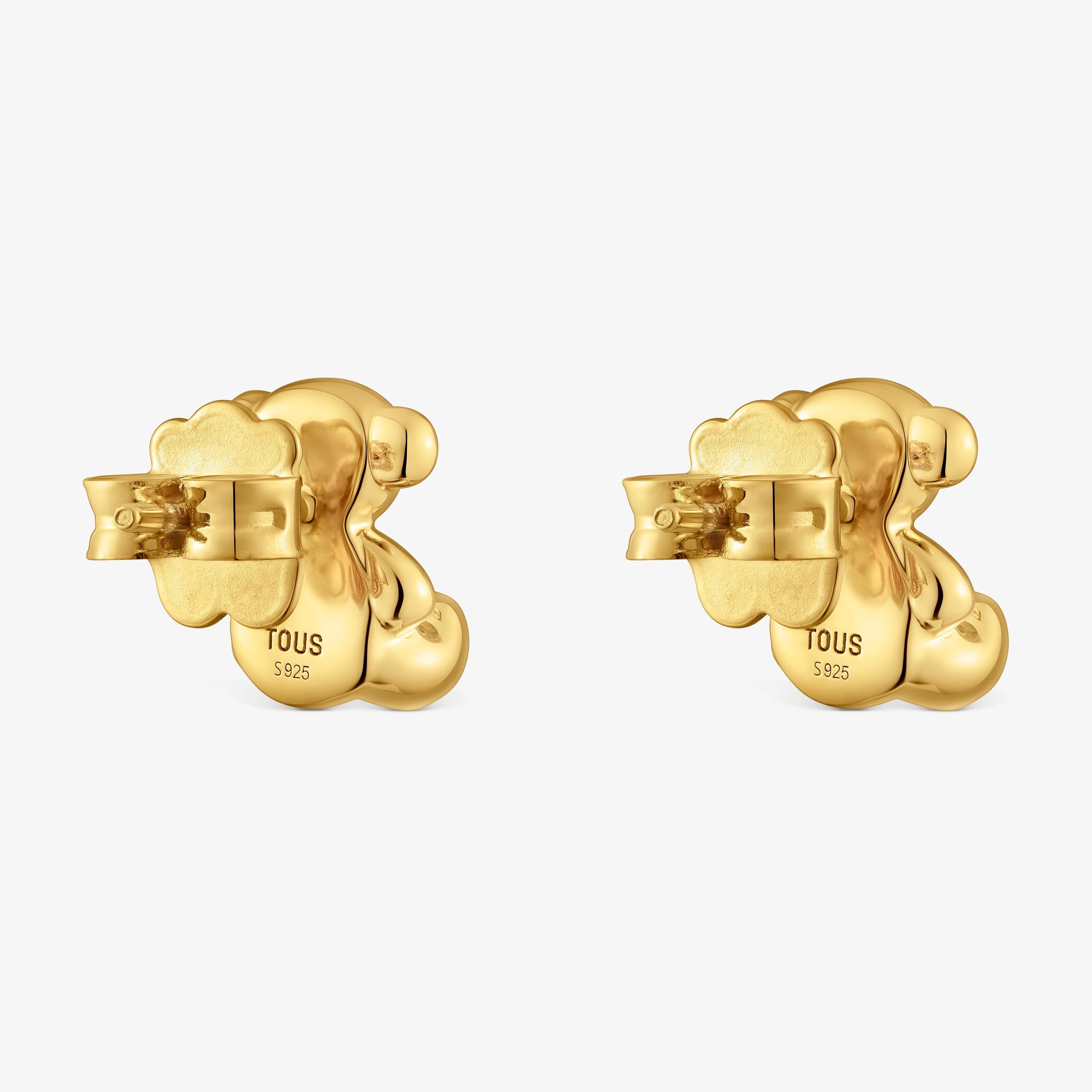 Bold Bear 10 mm bear Earrings with 18K gold vermeil