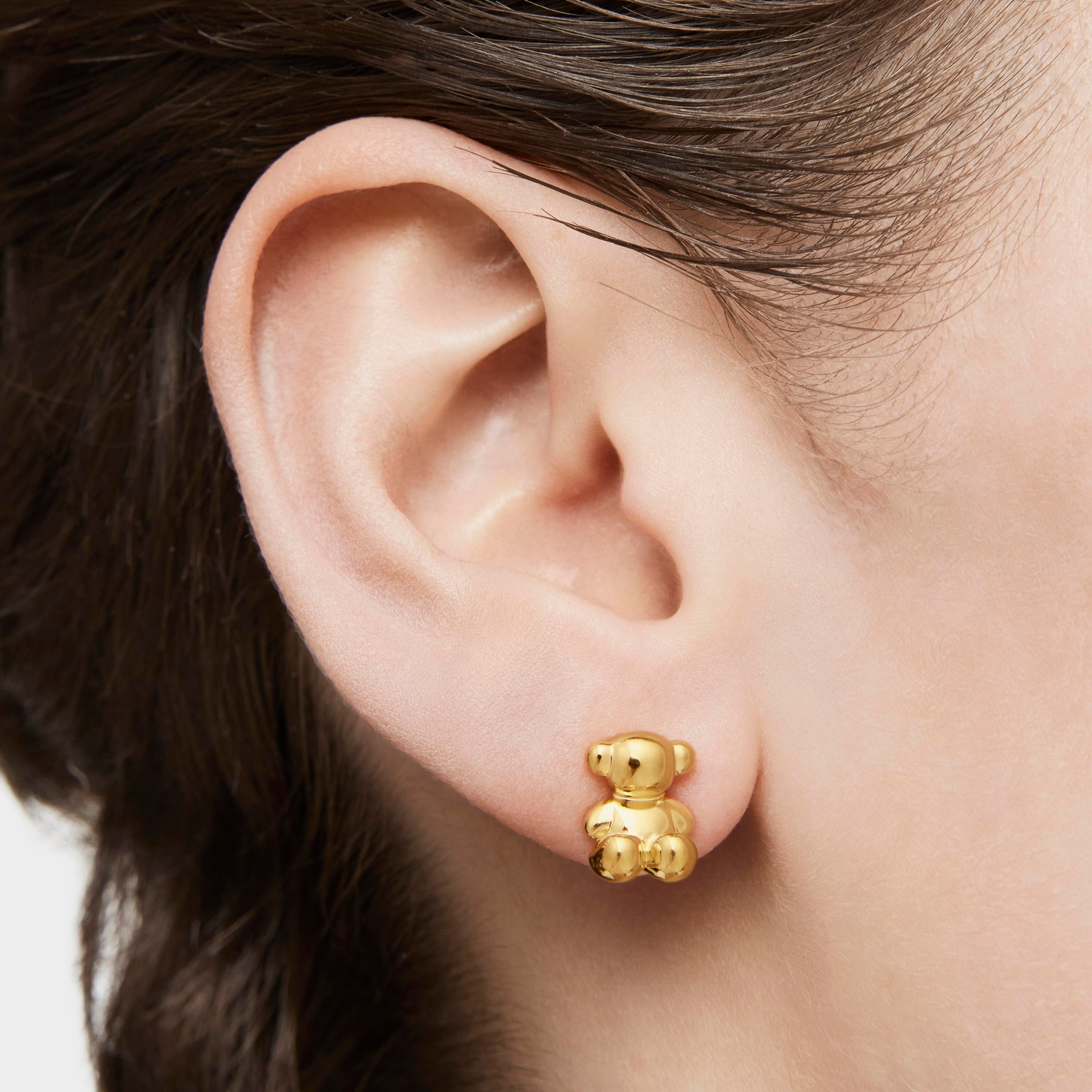 Bold Bear 10 mm bear Earrings with 18K gold vermeil