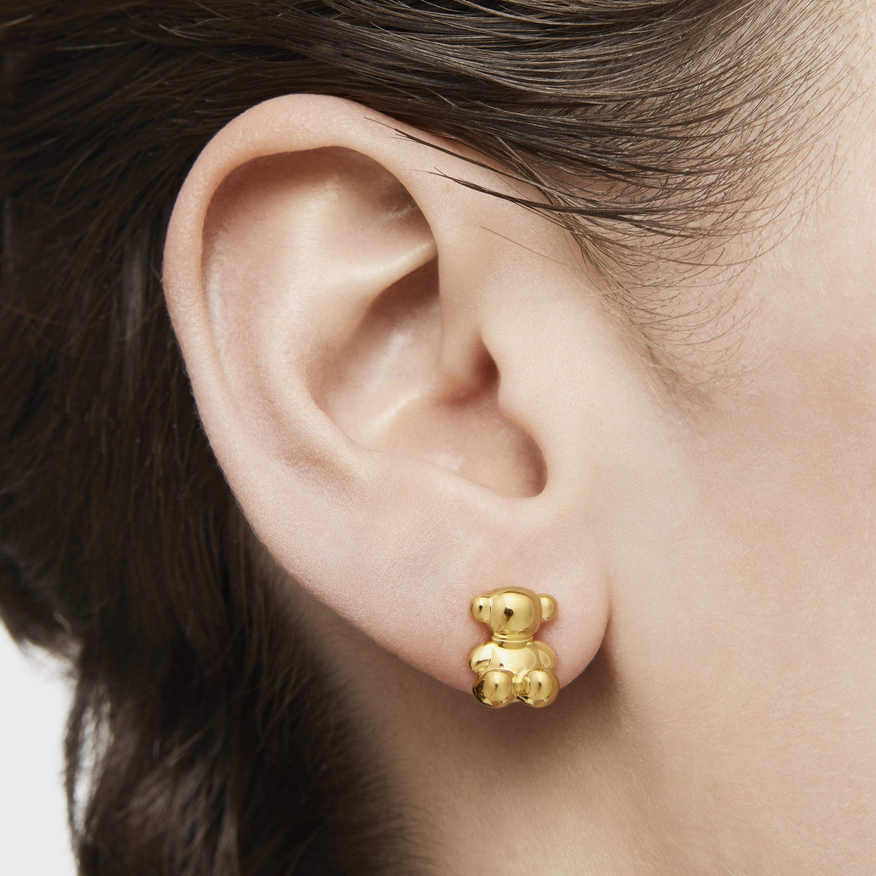 Bold Bear 10 mm bear Earrings with 18kt gold plating over silver