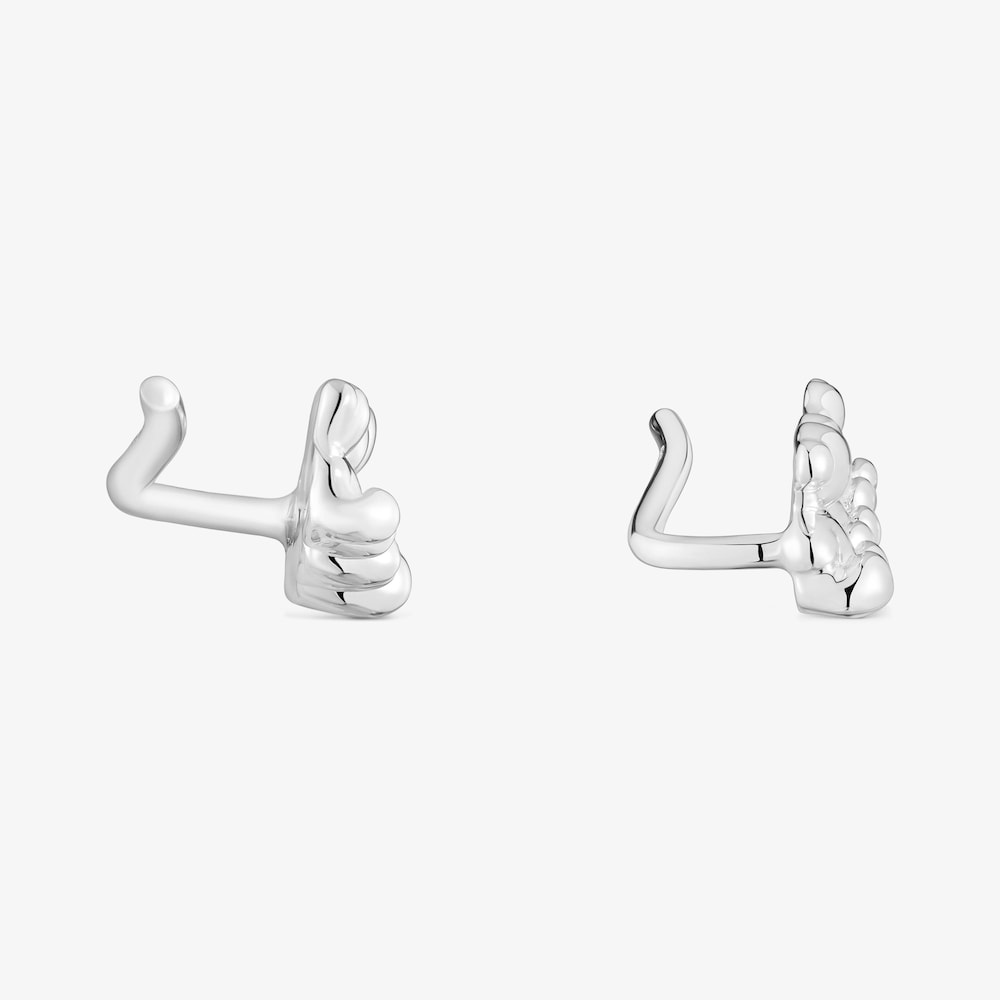 Bold Bear silver bear ear Climber earrings