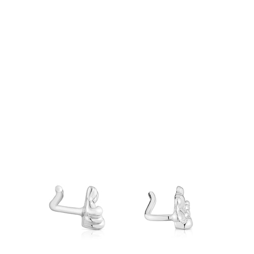 Pendientes trepadores osos de plata Bold Bear