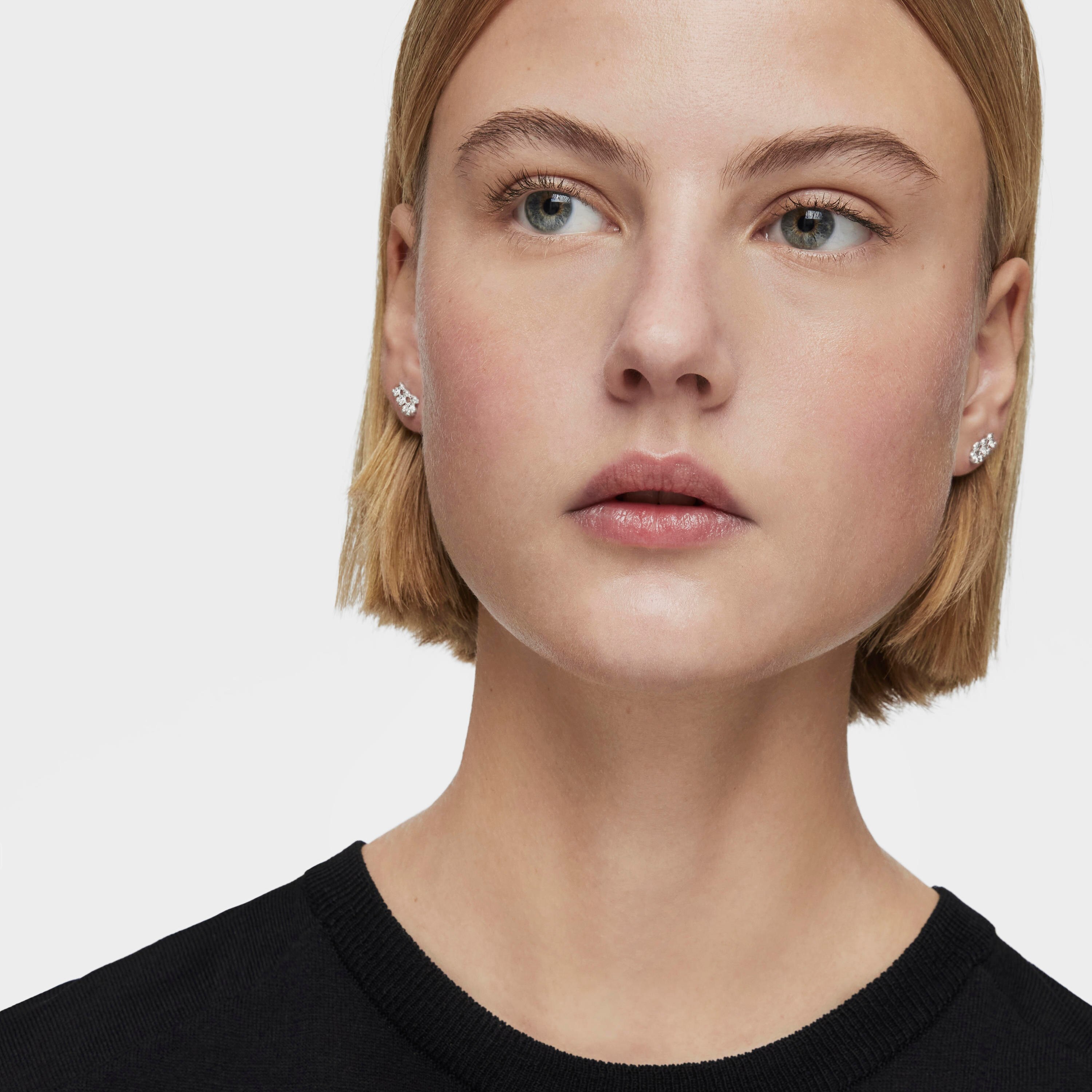 Bold Bear silver bear ear Climber earrings