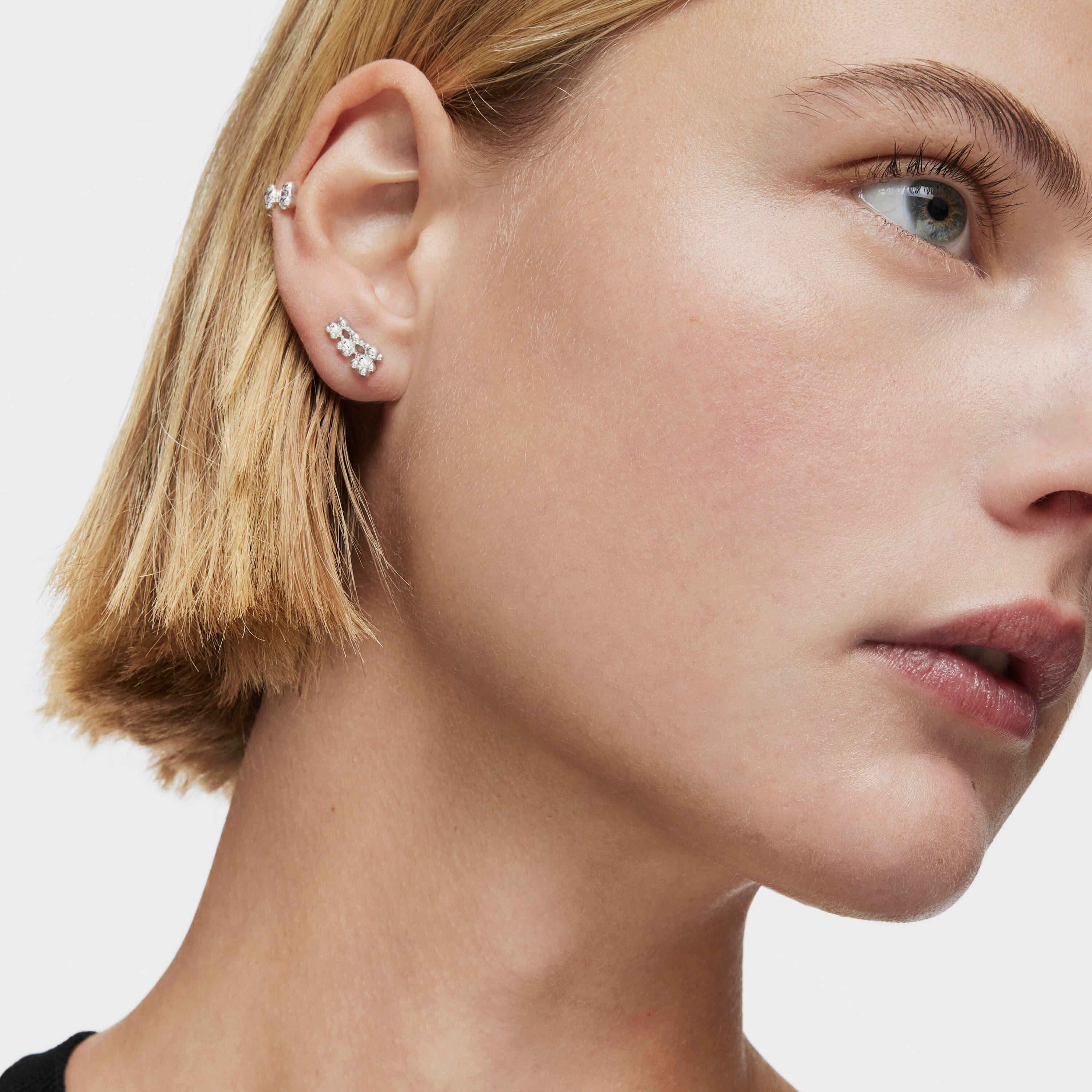 Bold Bear silver bear ear Climber earrings