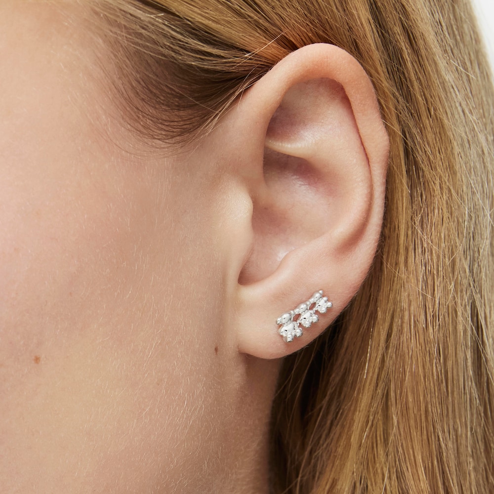 Bold Bear silver bear ear Climber earrings