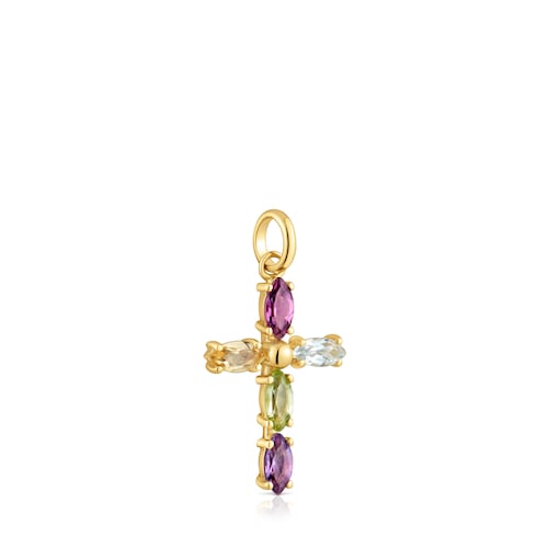 Gold cross Pendant with gemstones Basics