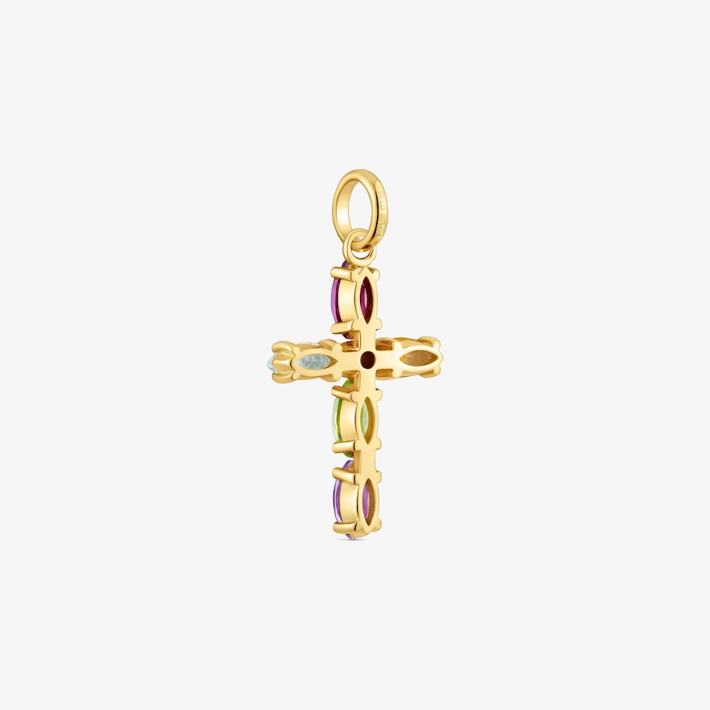 Zlat&yacute; Př&iacute;věsek Basics ve tvaru kř&iacute;že s&nbsp;drah&yacute;mi kameny