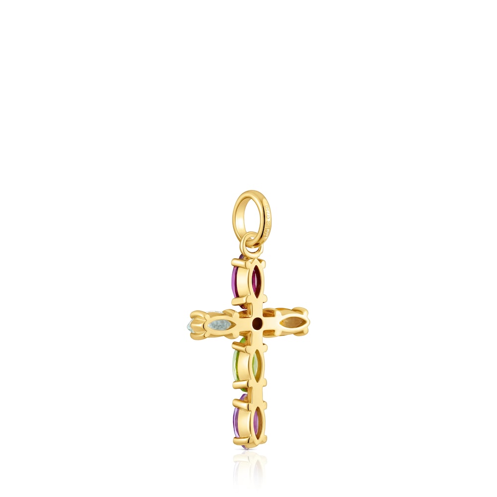 Gold cross Pendant with gemstones Basics