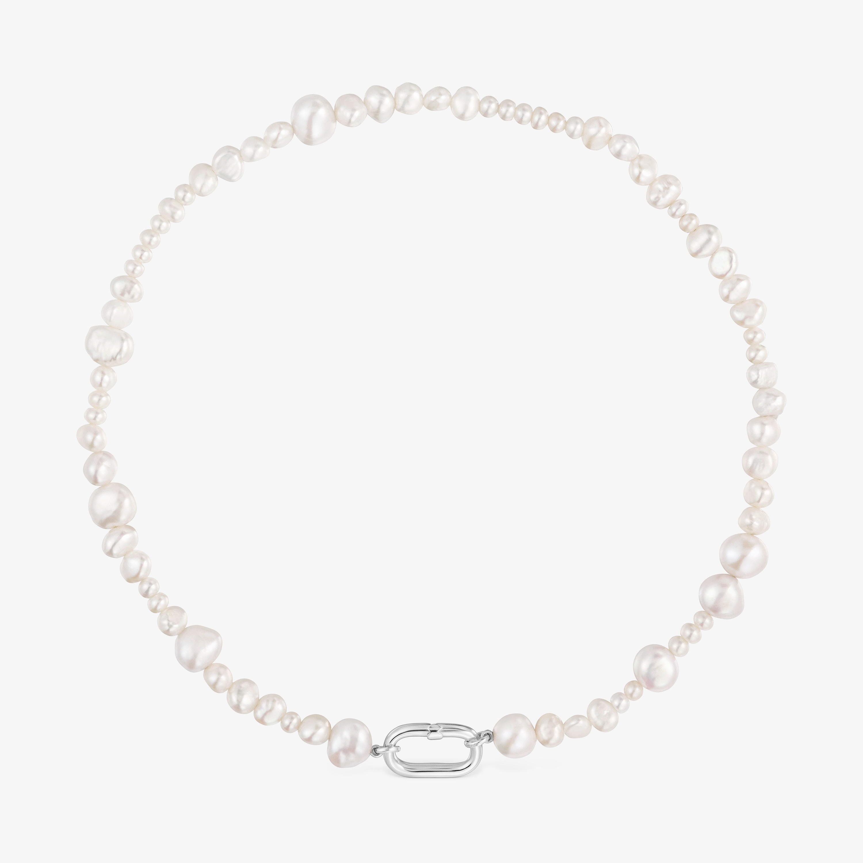 Choker with cultured pearls and silver ring Hold Oval